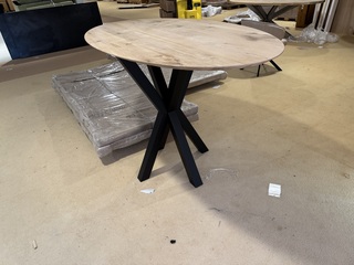 Bartafel, eiken, zwart metalen spinpoot